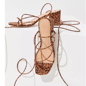 Urban Outfitters leopard faux suede strappy sandal